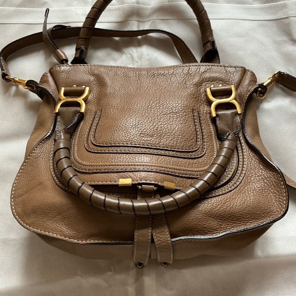 Chloe Marcie Large Bag Grained Calfskin Dark Khaki